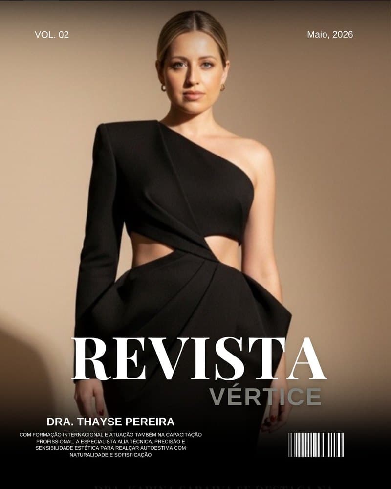 Capa da Revista Vértice com a Dra. Thayse Pereira, maio de 2026